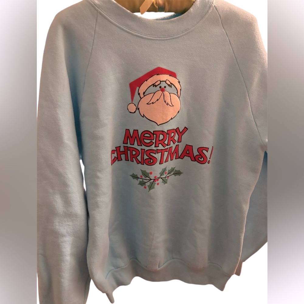 Vintage Blue Santa Sweater By Fruit of The Loom